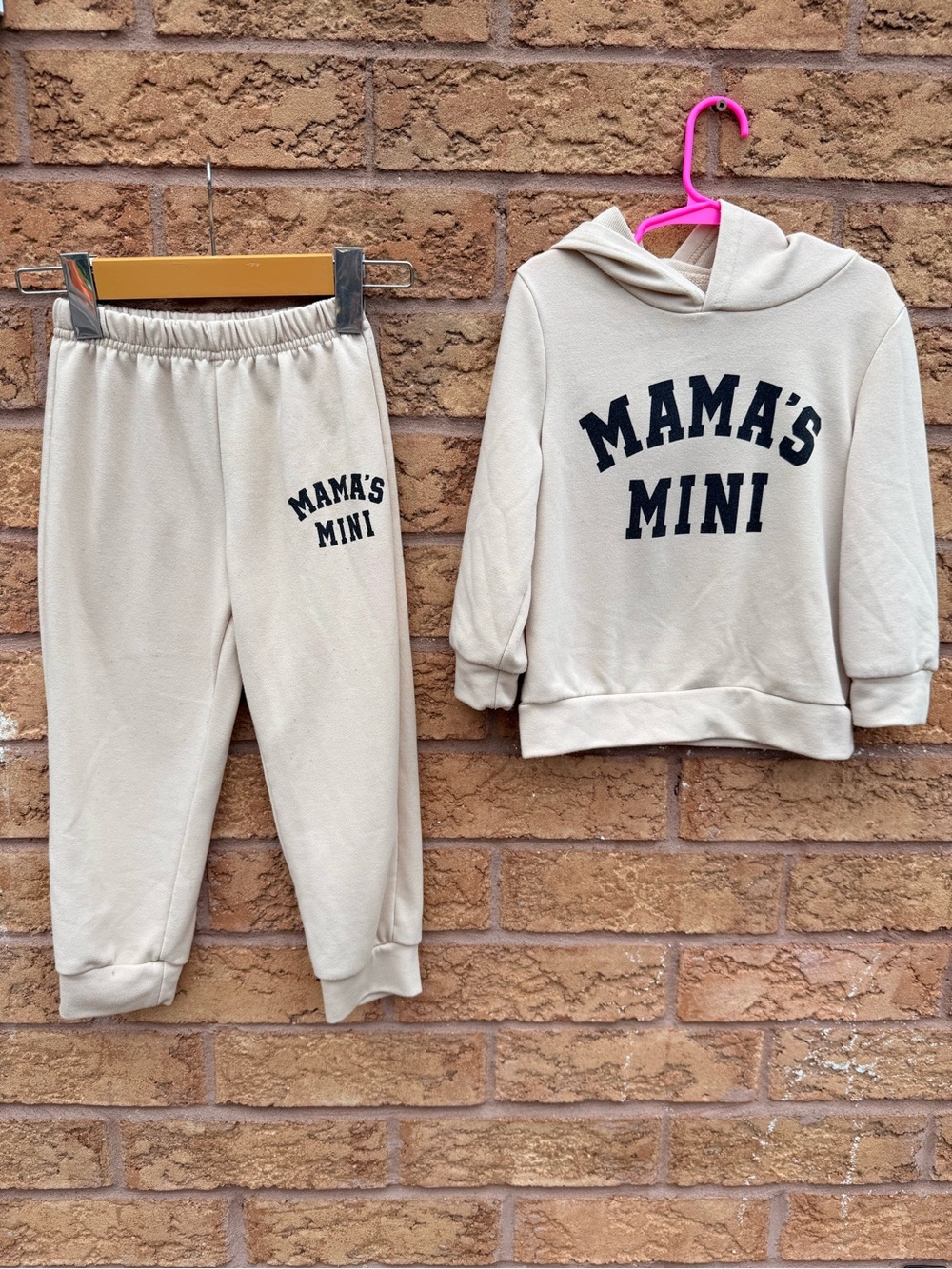 💫10/$25 • SHEIN Beige 'Mama's Mini' Hoodie & Joggers Set